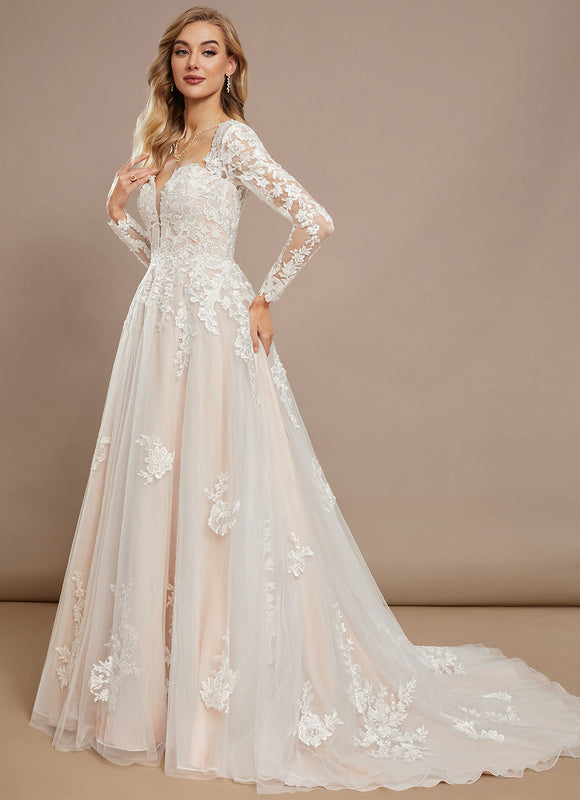 Robe Nuptiale Romantique À Manches Longues - gallery 2