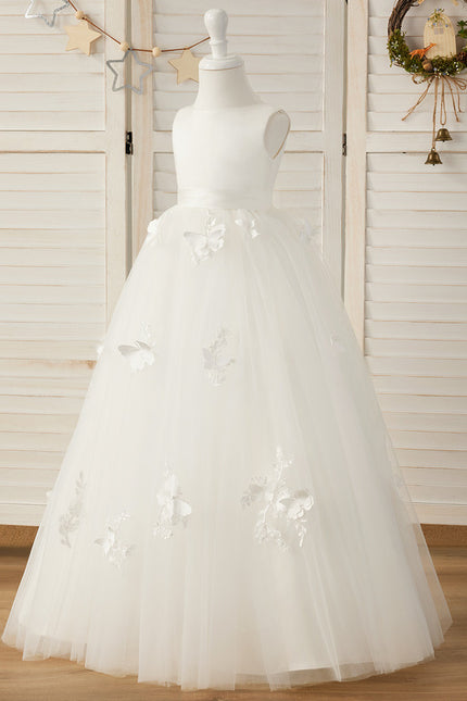Robe Enfant Tulle Avec Motifs Floraux - gallery 3
