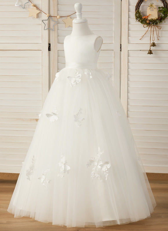 Robe Enfant Tulle Avec Motifs Floraux - gallery 3