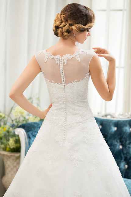 Robe Nuptiale Romantique À Manches Courtes - gallery 1