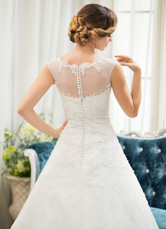 Robe Nuptiale Romantique À Manches Courtes - gallery 1