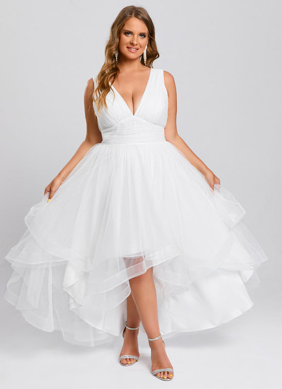 Robe Nuptiale Tulle Asymétrique Élégante - gallery 7