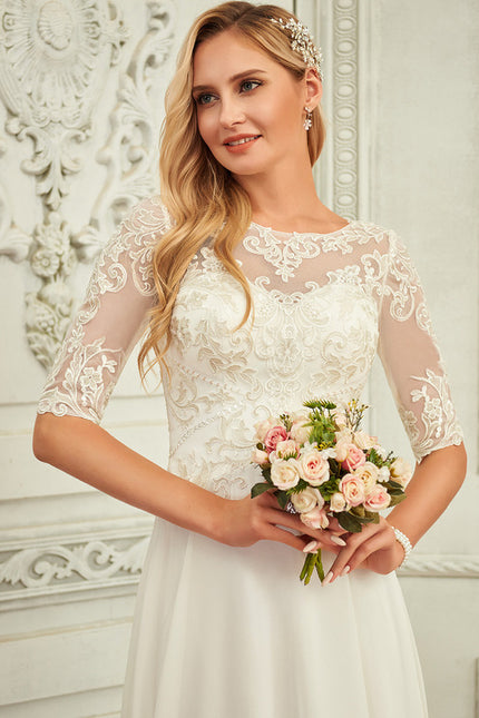 Robe Nuptiale Fluide À Manches Transparentes - gallery 6