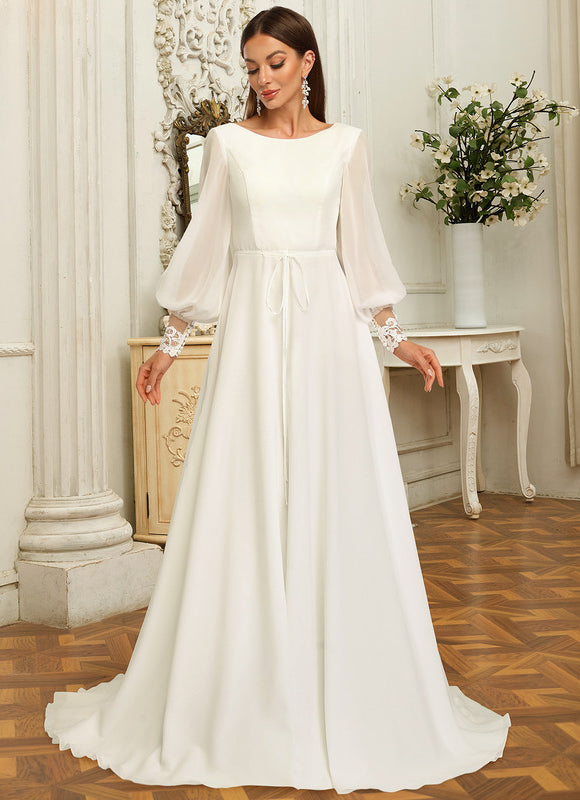 Robe Nuptiale Élégante À Manches Fluides - gallery 2