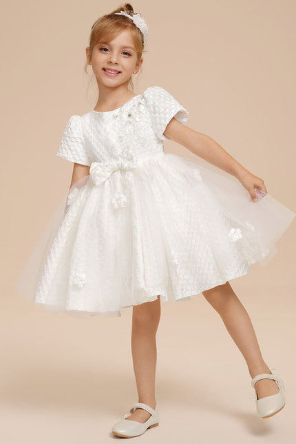 Robe Enfant Satinée À Fleurs Délicates - gallery 1