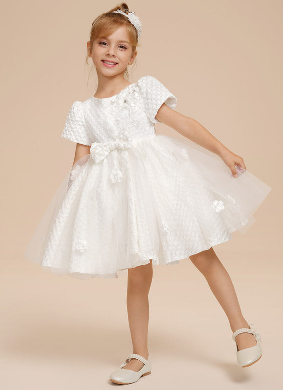 Robe Enfant Satinée À Fleurs Délicates - gallery 1