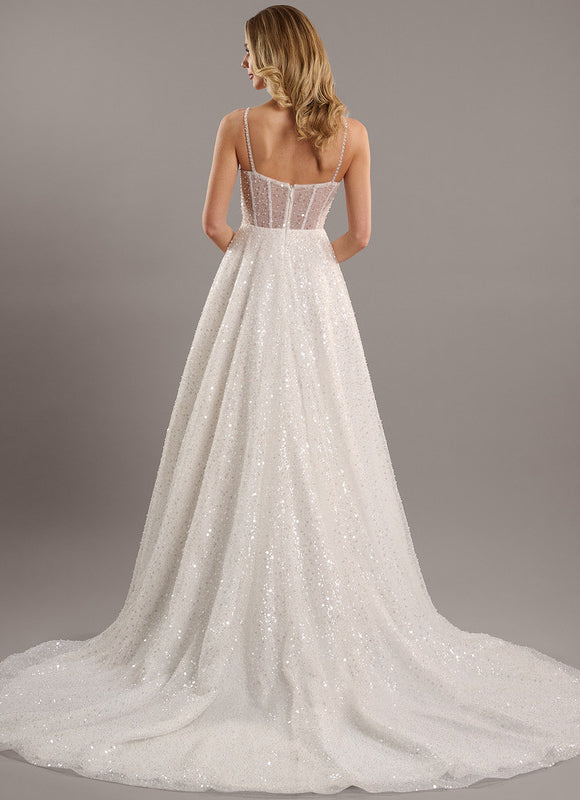 Robe Nuptiale Scintillante À Traîne - gallery 6