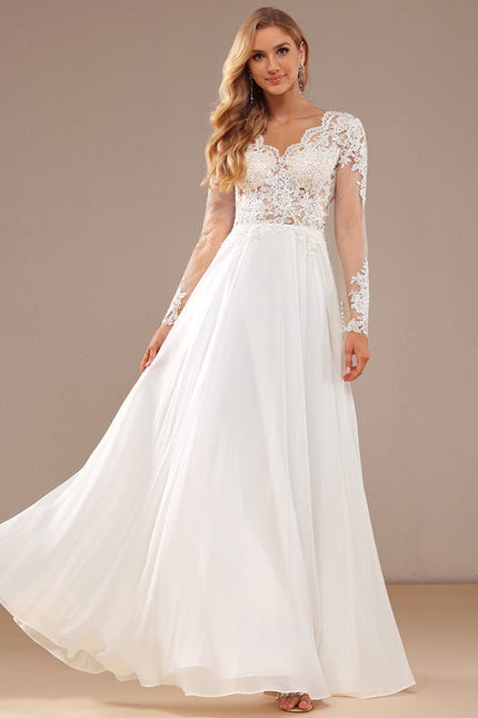Robe Nuptiale Fluide À Manches Longues - gallery 3
