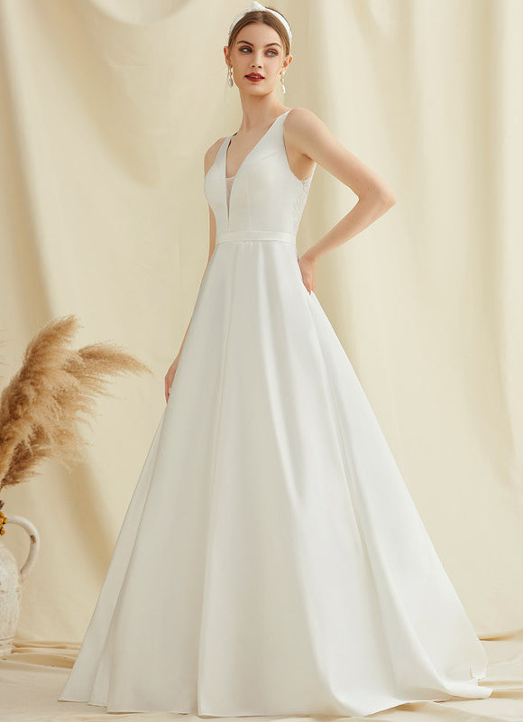 Robe Nuptiale Satinée À Poches - gallery 2