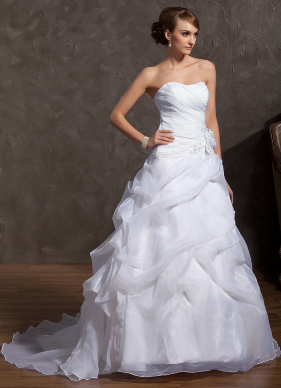 Robe Nuptiale Romantique En Organza - gallery 3