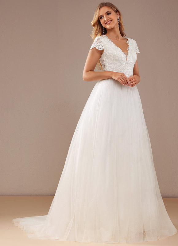 Robe Nuptiale Éthérée À Traîne - gallery 5