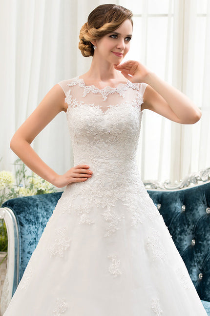 Robe Nuptiale Romantique À Manches Courtes - gallery 7