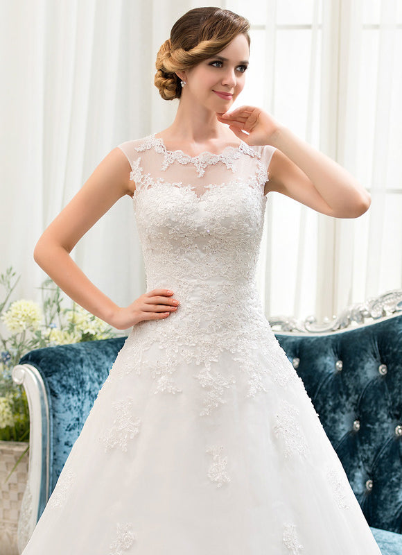 Robe Nuptiale Romantique À Manches Courtes - gallery 7
