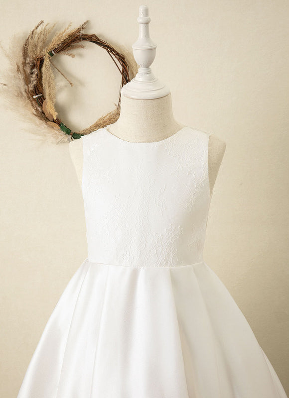 Robe Enfant Satinée Élégante À Traîne - gallery 1