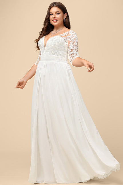 Robe Nuptiale Fluide À Manches En Dentelle - gallery 8