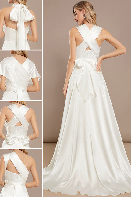 Robe Nuptiale Satinée À Décolleté Croisé - gallery 1