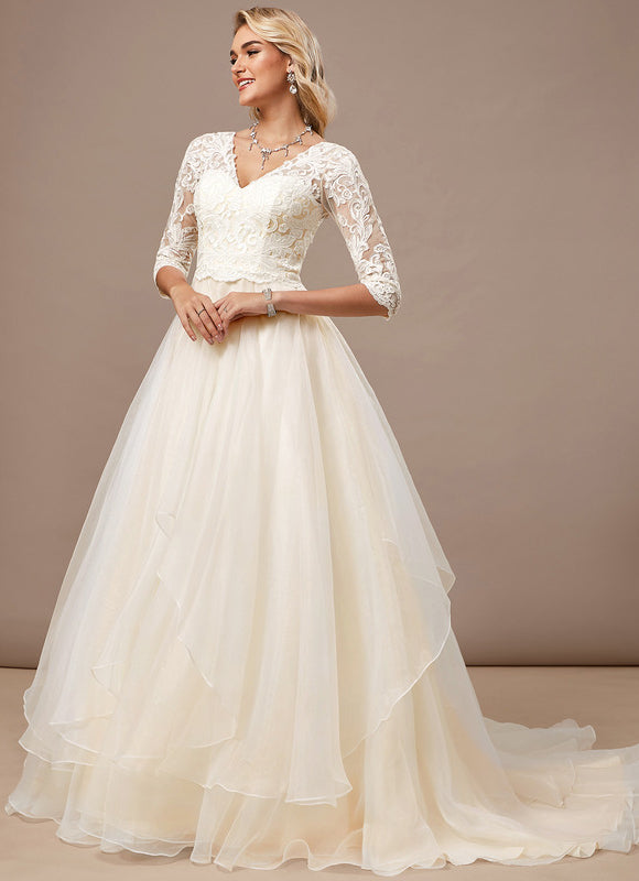 Robe Nuptiale Élégante À Manches Longues - gallery 3