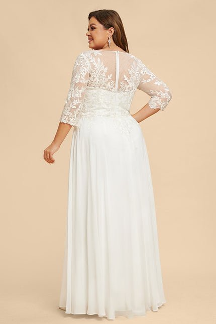 Robe Nuptiale Fluide À Manches En Dentelle - gallery 8
