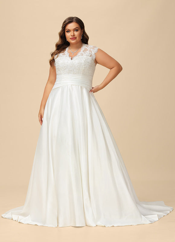 Robe Nuptiale Satinée Élégante Col V - gallery 6