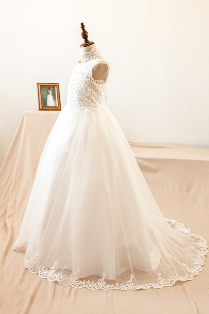 Robe Enfant Mariage Col Montant Élégant - gallery 4