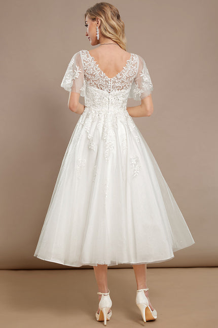 Robe De Mariee Courte En Dentelle - gallery 5