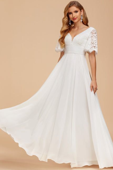 Robe Nuptiale Col V Aérienne Élégante