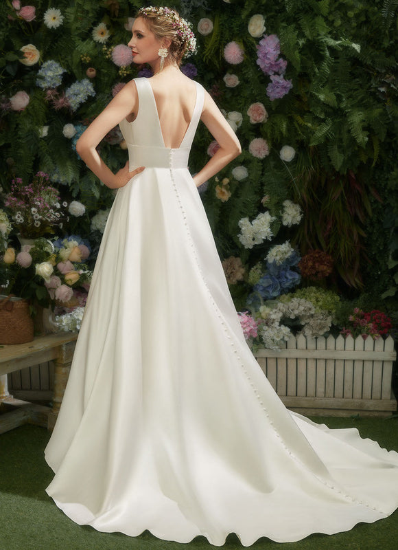 Robe Nuptiale Satinée Avec Poches - gallery 1