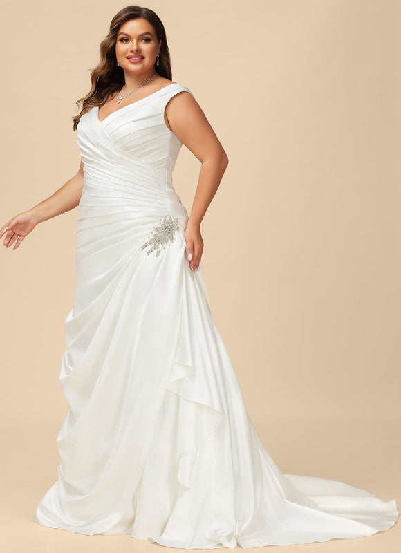 Robe Nuptiale Satinée À Drapés Élégants - gallery 5