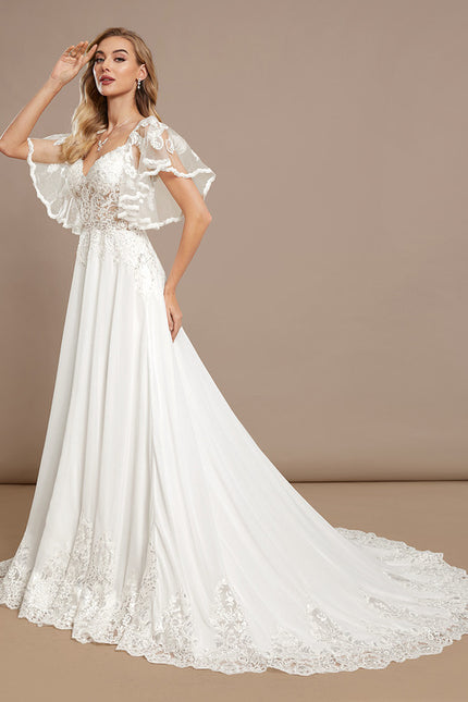 Robe Nuptiale Romantique À Manches Légères - gallery 1