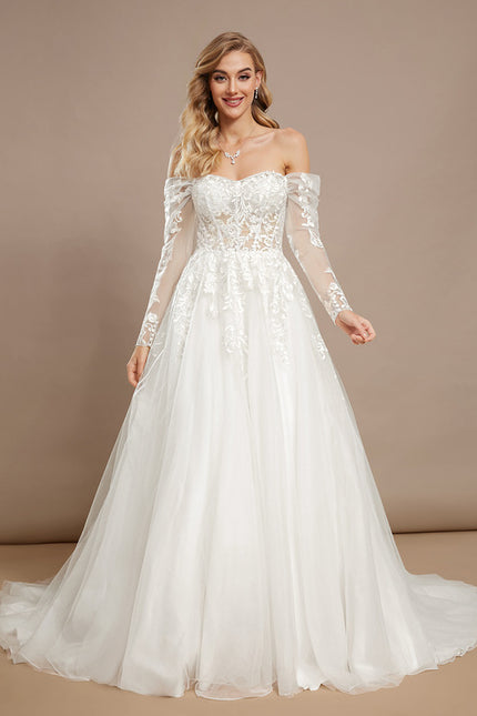 Robe Nuptiale Romantique À Manches Transparentes - gallery 2