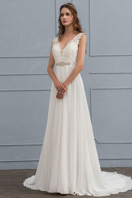 Robe Nuptiale Délicate En Mousseline - gallery 4