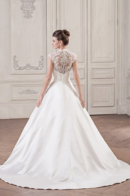 Robe Nuptiale Satinée Élégante Col V - gallery 3