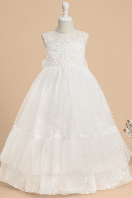 Robe Enfant Élégante En Tulle Fleuri - gallery 1