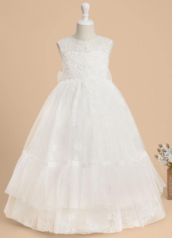 Robe Enfant Élégante En Tulle Fleuri - gallery 1
