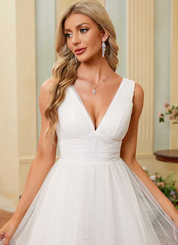 Robe Nuptiale Tulle Asymétrique Élégante - gallery 5