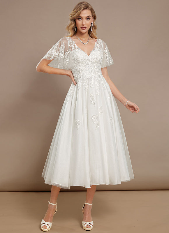Robe De Mariee Courte En Dentelle
