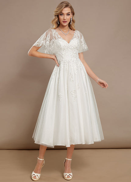 Robe De Mariee Courte En Dentelle