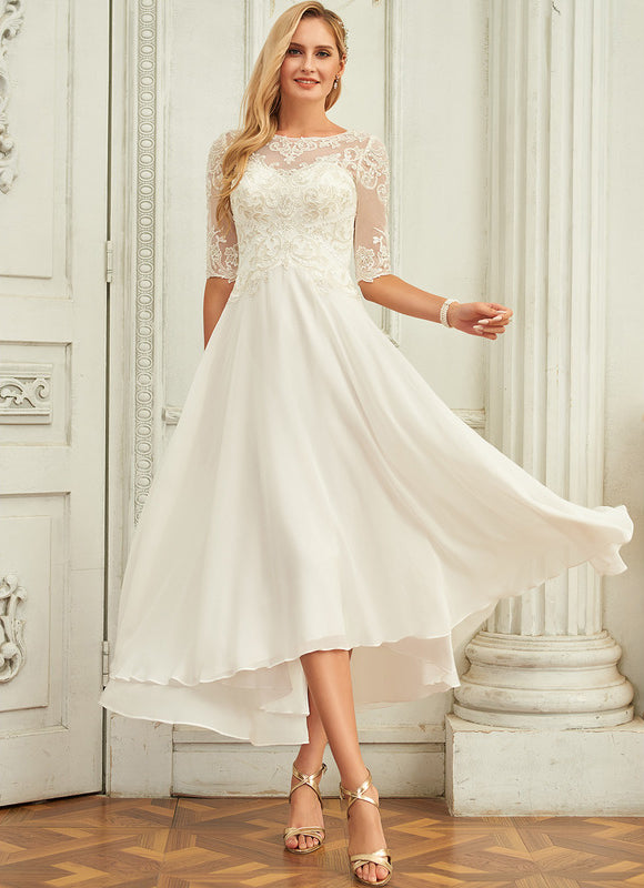 Robe Nuptiale Fluide À Manches Transparentes