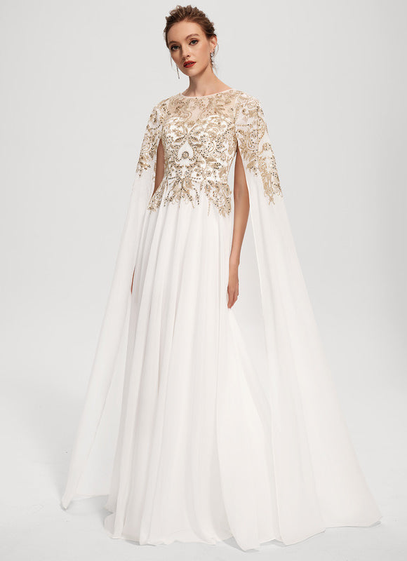 Robe De Soirée Élégante Avec Cape - gallery 2