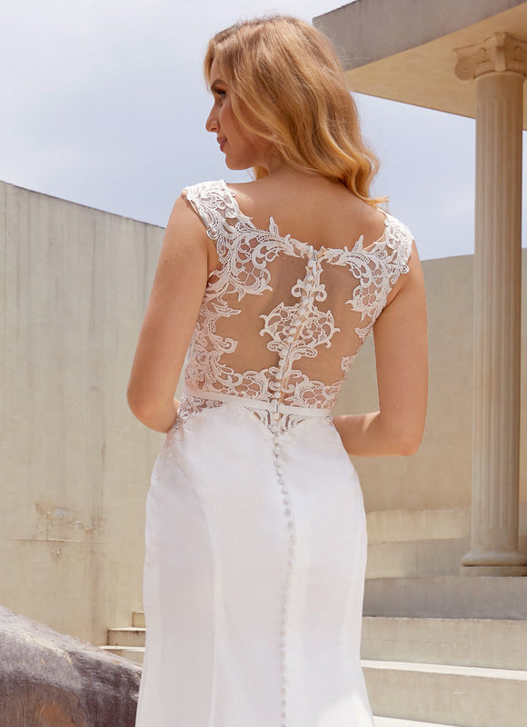 Robe Nuptiale Élégante En Mousseline - gallery 2