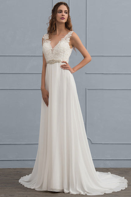 Robe Nuptiale Délicate En Mousseline - gallery 3