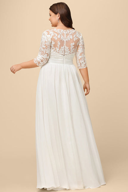 Robe Nuptiale Fluide À Manches En Dentelle - gallery 9