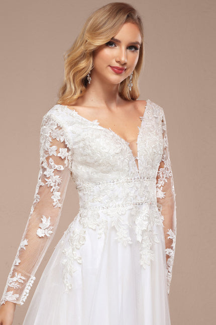 Robe Nuptiale Vaporeuse À Manches Longues - gallery 1