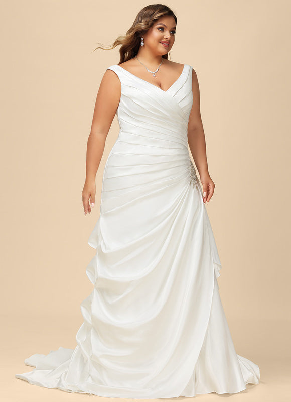 Robe Nuptiale Satinée À Drapés Élégants - gallery 6