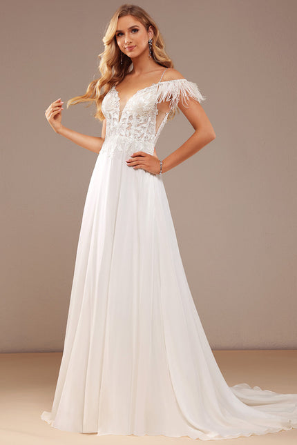 Robe De Mariée Avec Plumes. - gallery 4