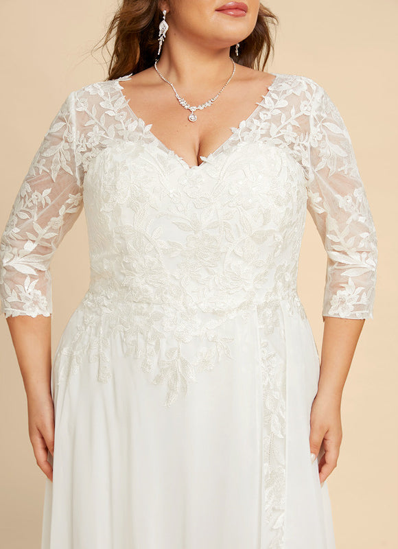 Robe Nuptiale Fluide À Manches En Dentelle - gallery 6