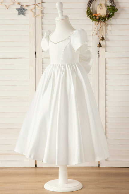 Robe Enfant Satinée Élégante Col Rond - gallery 2
