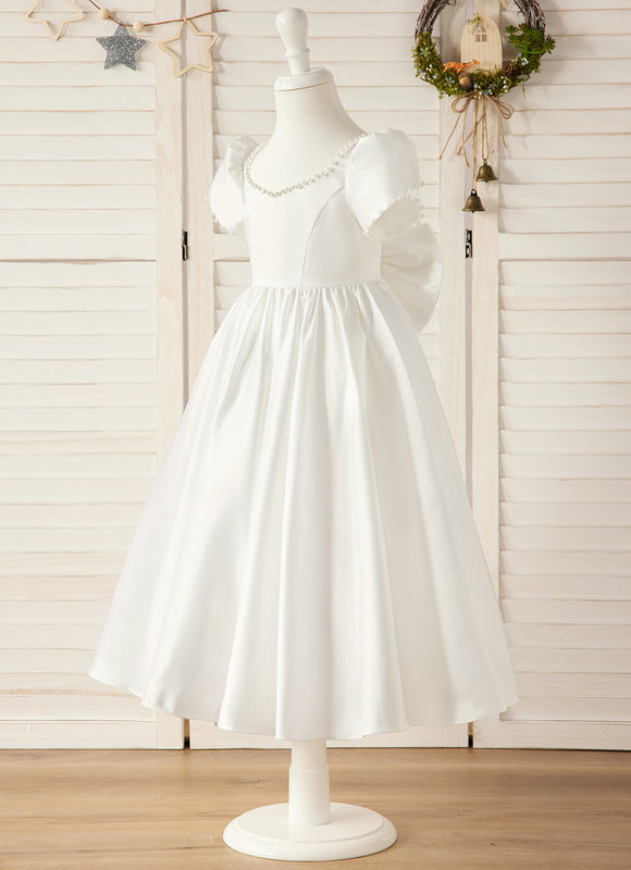 Robe Enfant Satinée Élégante Col Rond - gallery 2