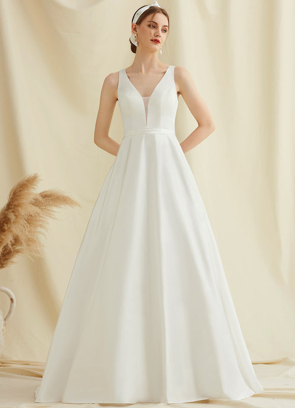 Robe Nuptiale Satinée À Poches - gallery 3