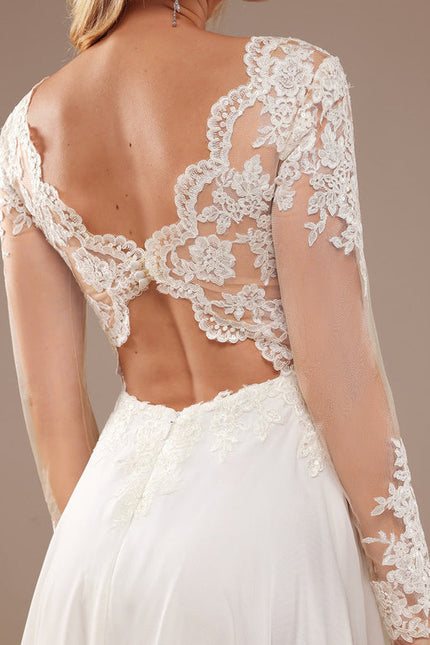 Robe Nuptiale Fluide À Manches Longues - gallery 6